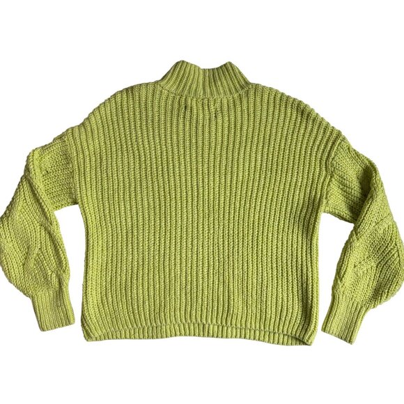 American Eagle Cable Knit Mock Neck Sweater (Lime) - Size Small - Picture 5 of 9
